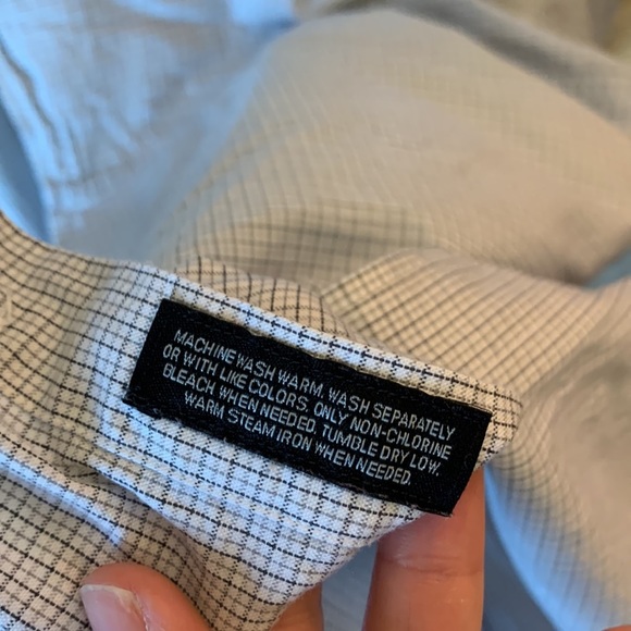 Kenneth Roberts Platinum Tan Gray Checkered Button Down Size 17.5 - Picture 7 of 7